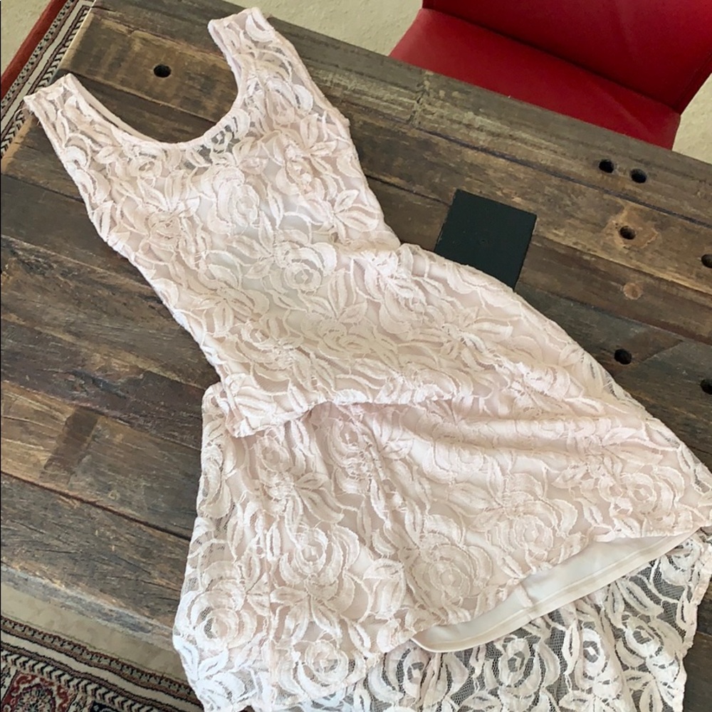 American Rage Cie Sleeveless Lace High-Low Dress